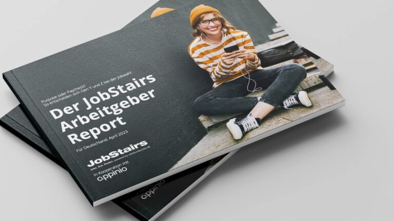 Der JobStairs Arbeitgeber-Report 2023. Purpose oder Paycheck? So entscheiden sich die Gen Y und Z bei der Jobwahl.