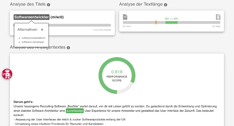 Anzeigenanalyse für JobStairs Partner mit Hilfe der BetterAds-KI